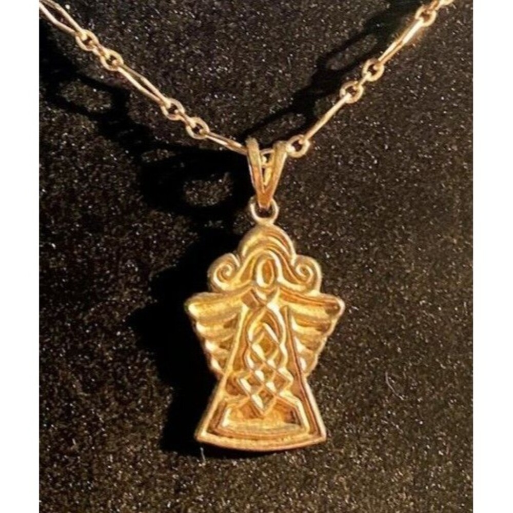 Sterling Silver Celtic Angel Pendant Necklace Irish heritage gift